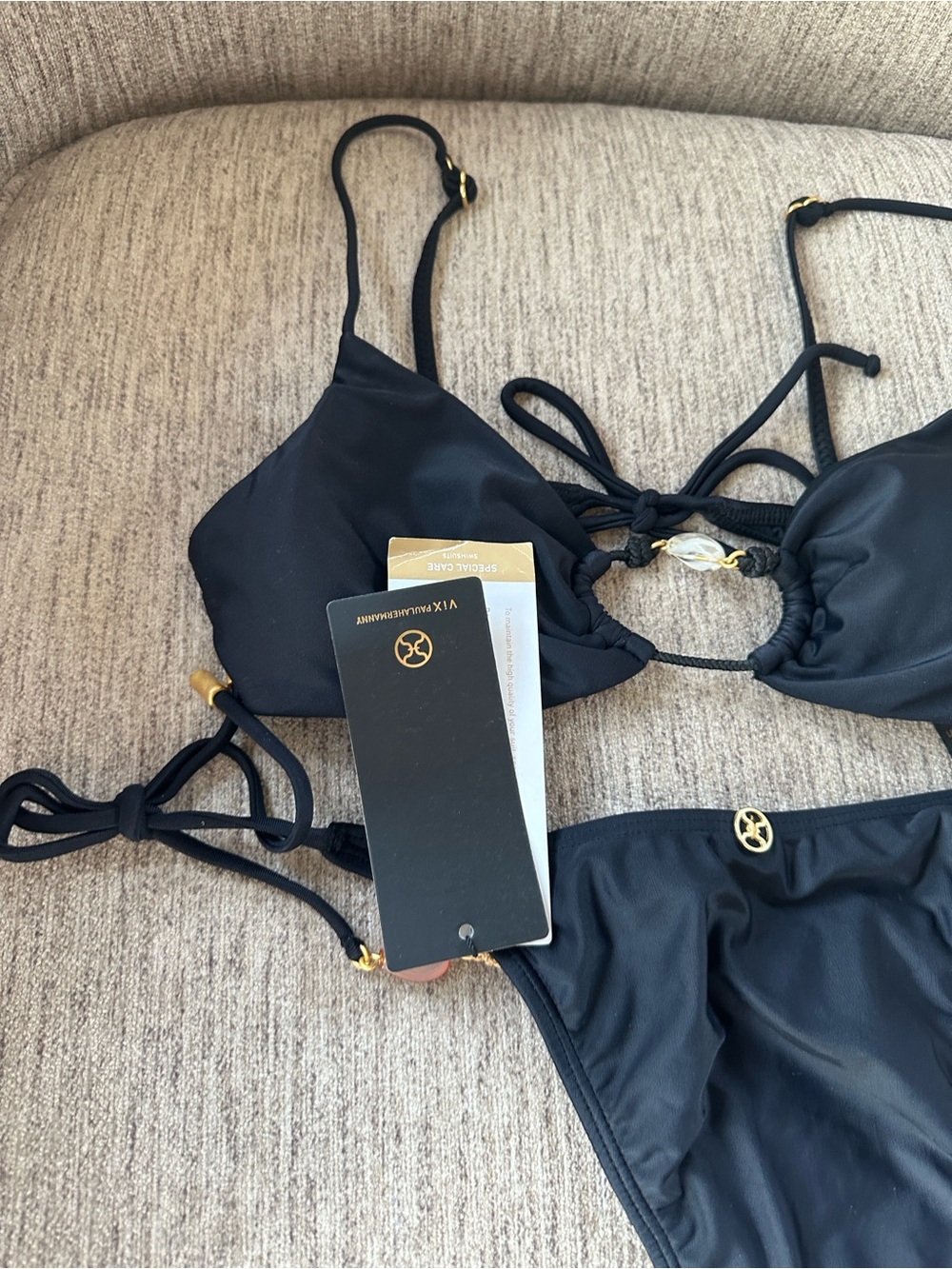 Vix Paula Hermanny Women’s String Bikini Set with Gold Accents size Large NWT. - Picture 10 of 13